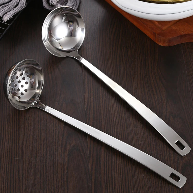 New Kitchen Long Handle Ramen Spoon Soup Ladle Korean Stainless Steel Tableware Bouillon Tablespoons Home Cooking Utensils