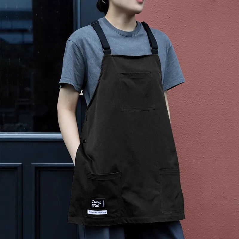 Kitchen Catering Waterproof Apron with Pockets for Men and Women Anti-hair Adult Bibs Waiter Work Clothes for Coffee Pet Store