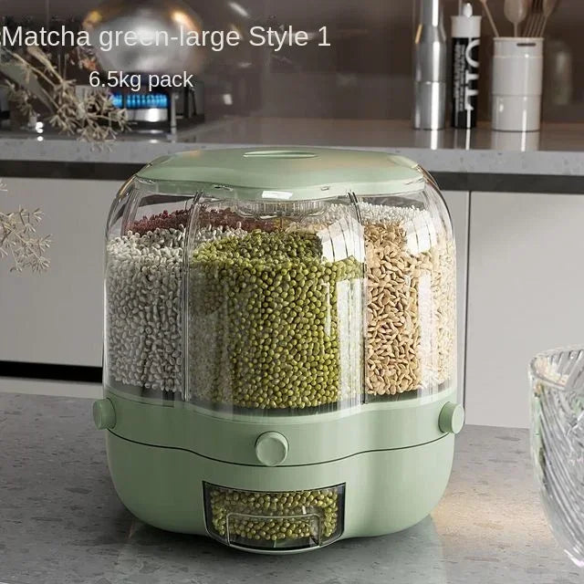 Kitchen Storage Container Large Food Storage Container 360° Rotating Rice Barrels Sealed Cereal Dispenser Rice Tank Grain Box