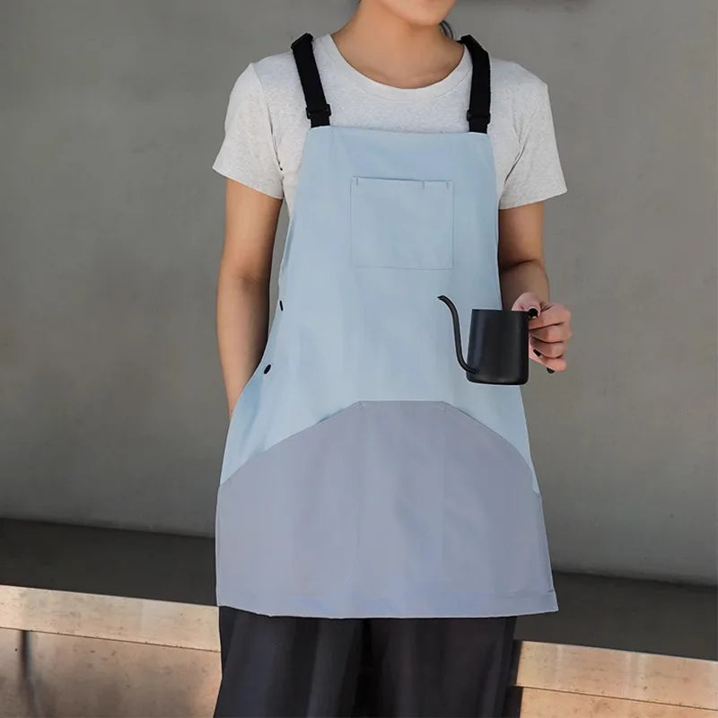 Kitchen Catering Waterproof Apron with Pockets for Men and Women Anti-hair Adult Bibs Waiter Work Clothes for Coffee Pet Store