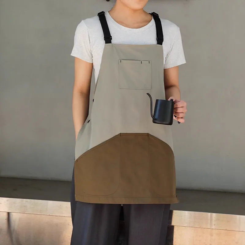 Kitchen Catering Waterproof Apron with Pockets for Men and Women Anti-hair Adult Bibs Waiter Work Clothes for Coffee Pet Store