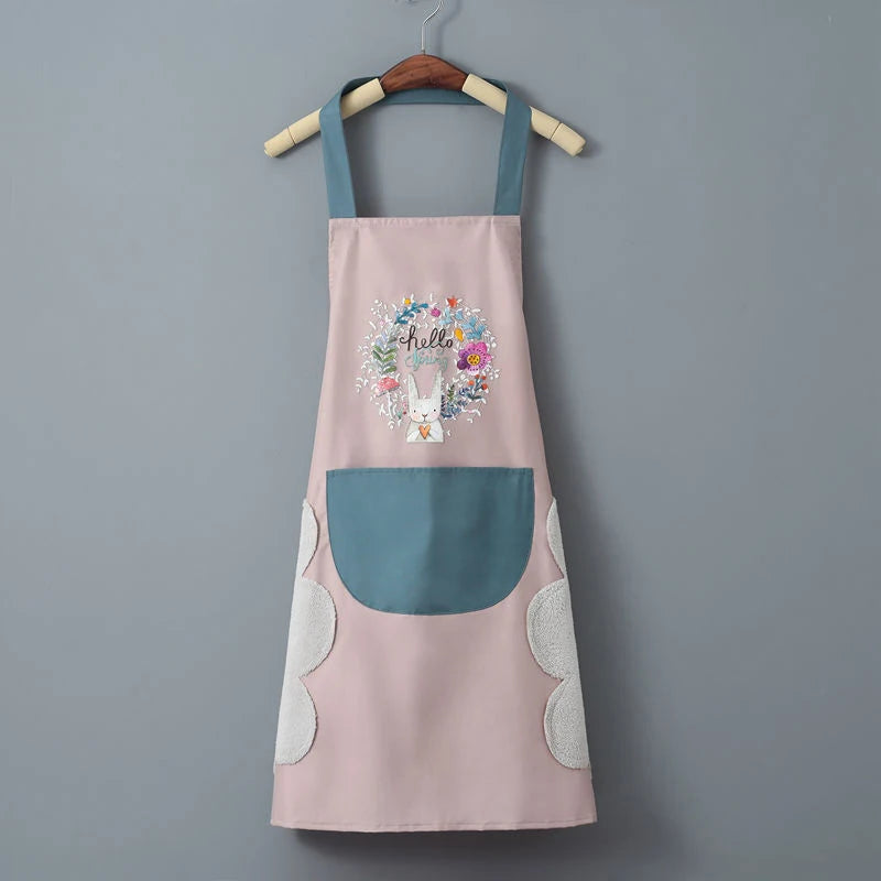 PVC Waterproof Kitchen Apron Oil Resistant Material Korean Style Kitchen Helper Couple's Popular, Internet Celebrity, Apro, 1Pc