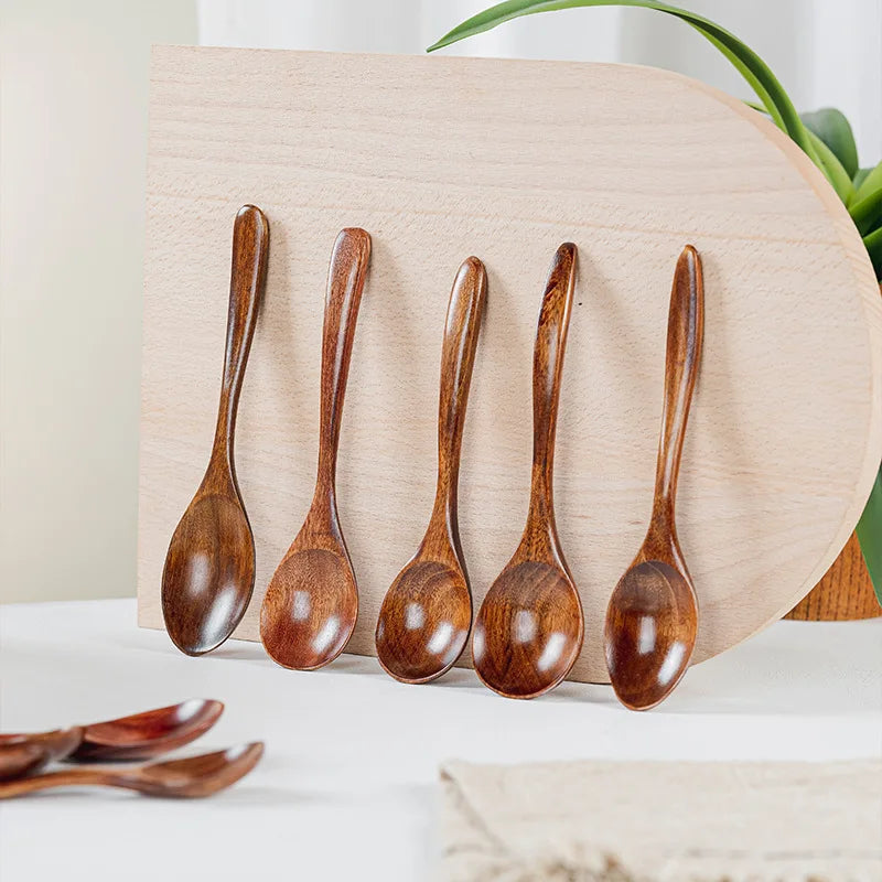 Natural Wood Spoons For Cooking Healthy Durable Kitchen Wood-grained Spoon Korean Japanese Chinese Spoons Tableware For Cook