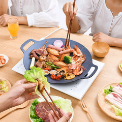 30/33/36/39cm Grill Pan Korean Round Non-Stick Barbecue Plate Outdoor Travel Camping BBQ Frying Pan Barbecue Accessories