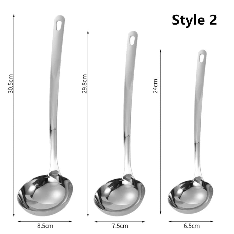 Korean 304 Stainless Steel Tablespoons Round Deepen Ramen Spoon Soup Ladle Restaurant Tableware New Kitchen Utensils