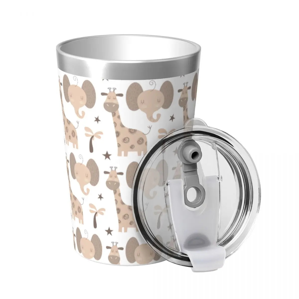 Cute Wild Animal African Cup with Straw Thermos Bottle Coffee Stainless Steel Double-layer Insulation Travel Mug Vacuum Flask