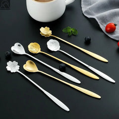 Stainless Steel Coffee Spoon Spoon Ice Cream Dessert Spoon Long Handle Korean Soup Spoon Kitchen Gadget