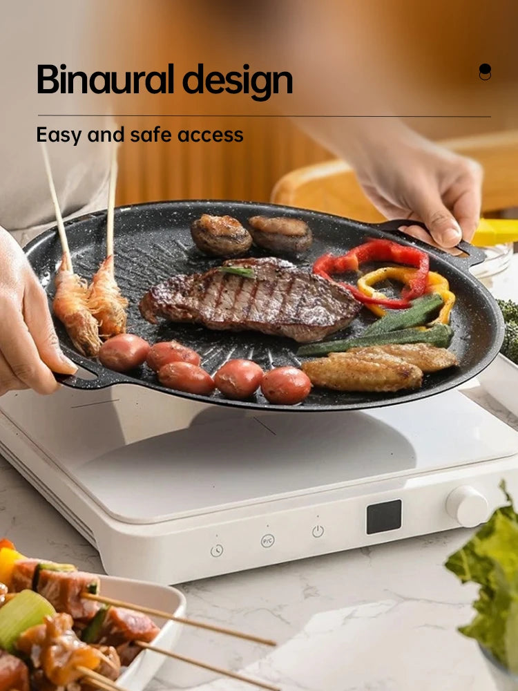 Non-stick Frying Barbecue Dish Multi-Griddle Iron Plate Induction Cooker Baking Tray Set Korean Grill Pan