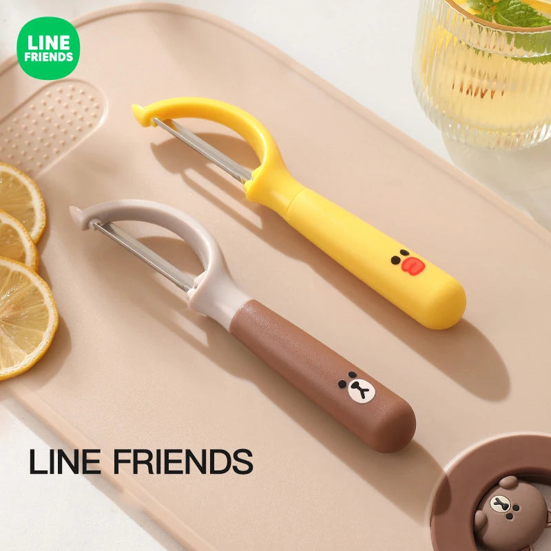 Line Friends Cartoon Brown Sally Kitchen Multifunctional Paring Knife Kawaii Fruit Stainless Steel Peeling Knife