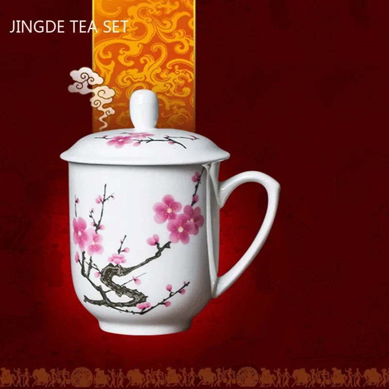 Jingdezhen Ceramics High Capacity Tea Cup Office with Cover Teacup Home Porcelain Water Cup Teaware Supplies Tea Infuser