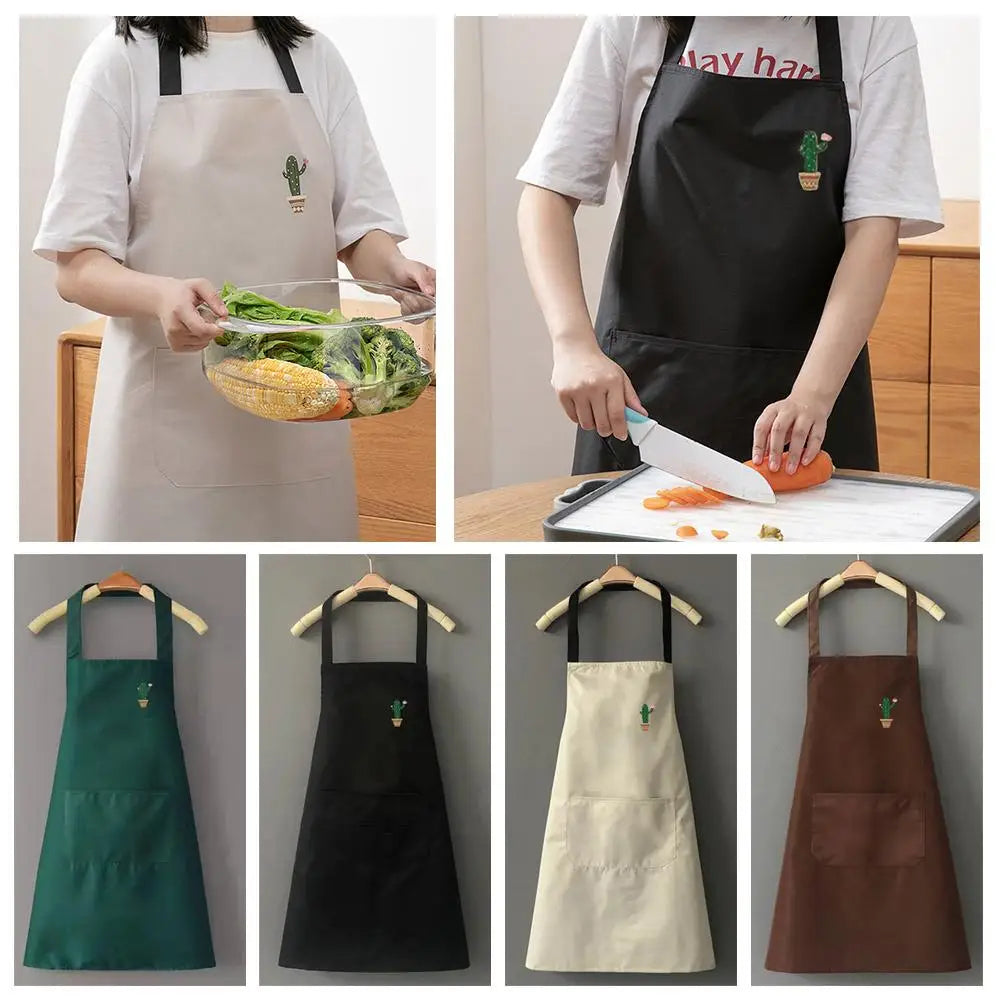 Kitchen Oil Resistant Aprons Cute Cartoon Korean Style Cactus Oil-proof Kitchen Home Rainbow Apron Waterproof Women Men E7M8