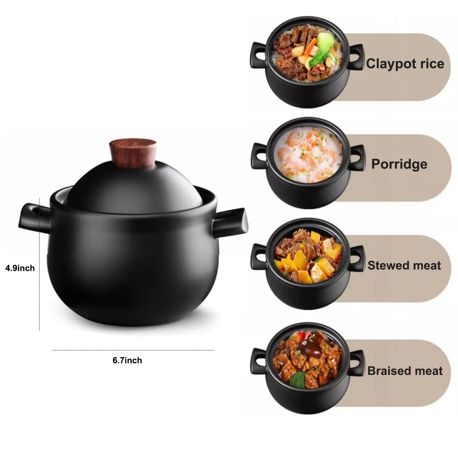 Casserole Stew Pot Ceramic Cookware Soup Cooking Pot Gas Stove High Temperature Resistant cooking Pans For Gas Kitchen Crock Pot