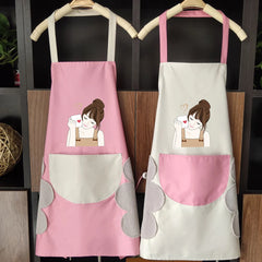 Hand Towel Apron Waterproof Stain Home Kitchen Cooking Waist Korean Creative Cute Bear Hanging Neck Towel Apron Oversleeve