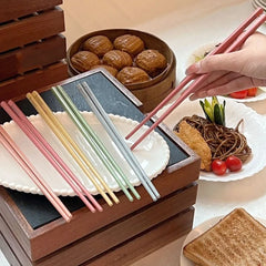 5 Pairs Disney Mickey Kitchen Tableware Japanese Chopsticks Sushi Sticks Reusable Metal Korean Chopsticks Set Alloy Tableware