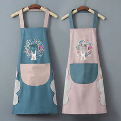 PVC Waterproof Kitchen Apron Oil Resistant Material Korean Style Kitchen Helper Couple's Popular, Internet Celebrity, Apro, 1Pc