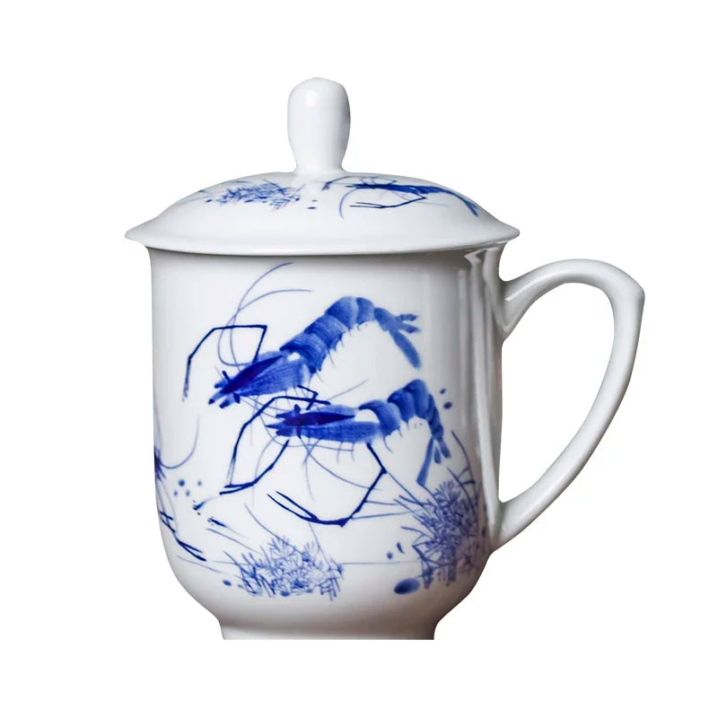 Jingdezhen Ceramics High Capacity Tea Cup Office with Cover Teacup Home Porcelain Water Cup Teaware Supplies Tea Infuser