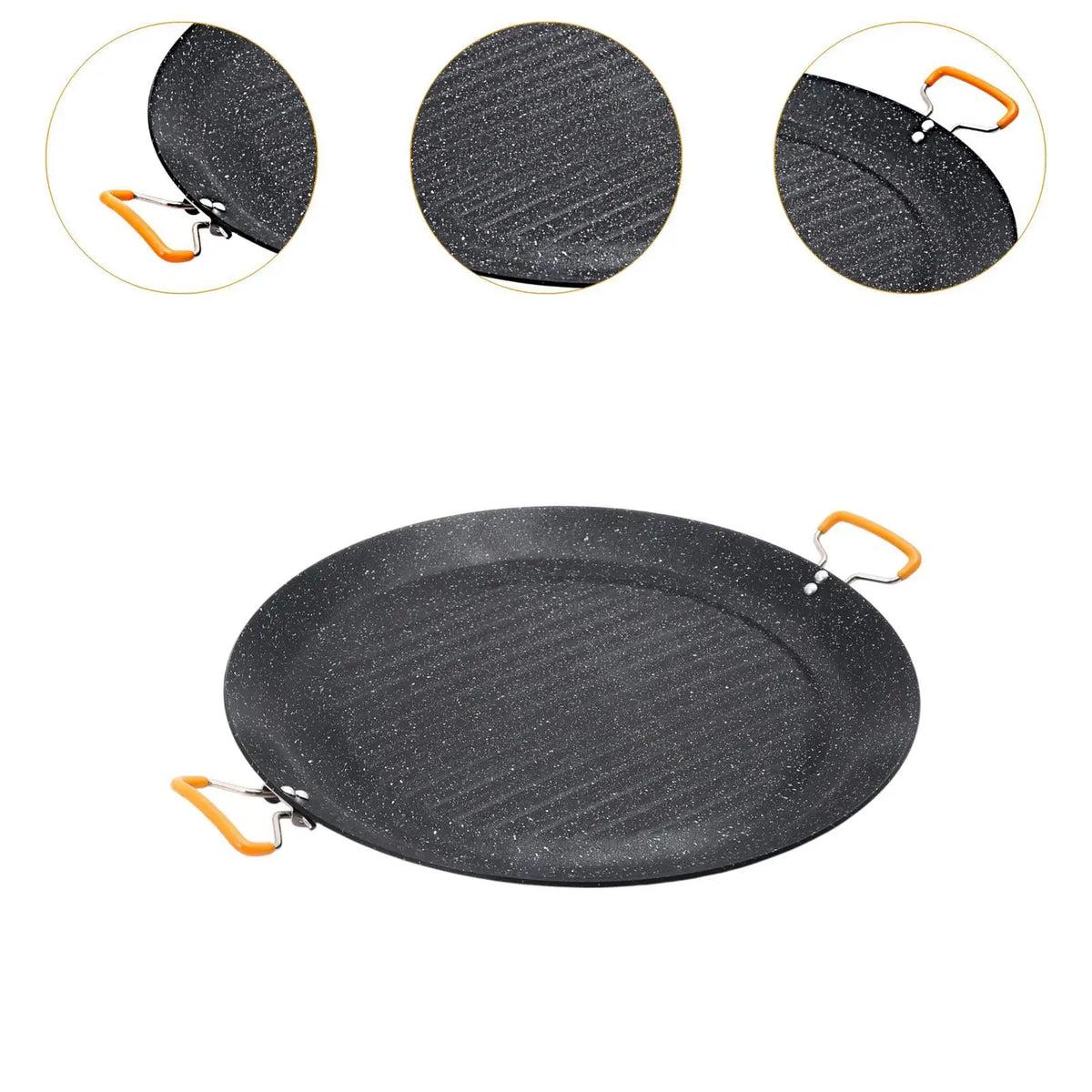 Korean BBQ Grill Pan with Handles Round for Picnic Home Kitchen Barbecue