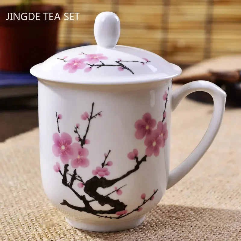 Jingdezhen Ceramics High Capacity Tea Cup Office with Cover Teacup Home Porcelain Water Cup Teaware Supplies Tea Infuser