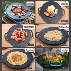 30/33/36/39cm Grill Pan Korean Round Non-Stick Barbecue Plate Outdoor Travel Camping BBQ Frying Pan Barbecue Accessories