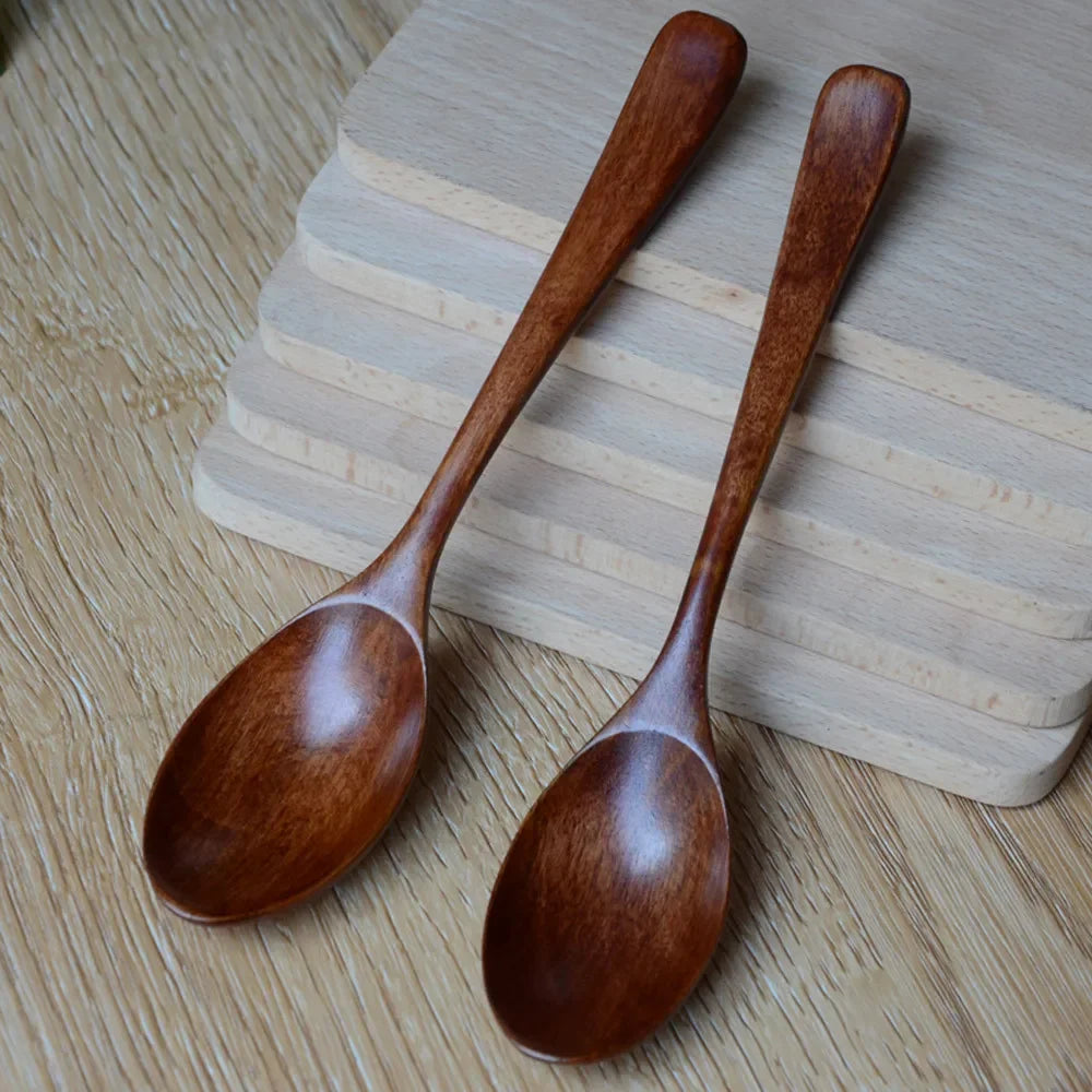 Natural Wood Spoons For Cooking Healthy Durable Kitchen Wood-grained Spoon Korean Japanese Chinese Spoons Tableware For Cook