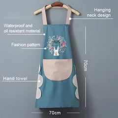 PVC Waterproof Kitchen Apron Oil Resistant Material Korean Style Kitchen Helper Couple's Popular, Internet Celebrity, Apro, 1Pc