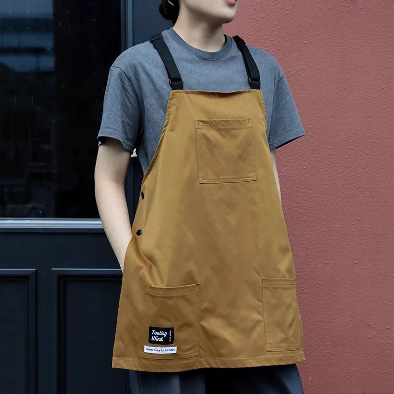 Kitchen Catering Waterproof Apron with Pockets for Men and Women Anti-hair Adult Bibs Waiter Work Clothes for Coffee Pet Store