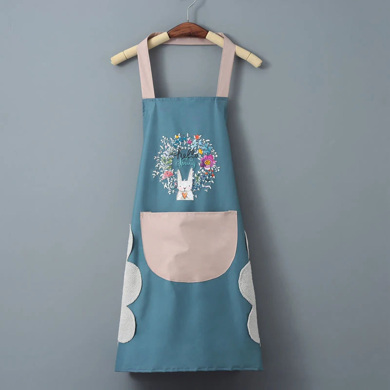 PVC Waterproof Kitchen Apron Oil Resistant Material Korean Style Kitchen Helper Couple's Popular, Internet Celebrity, Apro, 1Pc