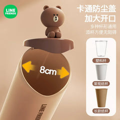 Cartoon Brown Disposable Cup Storage Box Kawaii Line Friends Wall Mounted Dust Proof Household Water Dispenser Paper Cup Holder