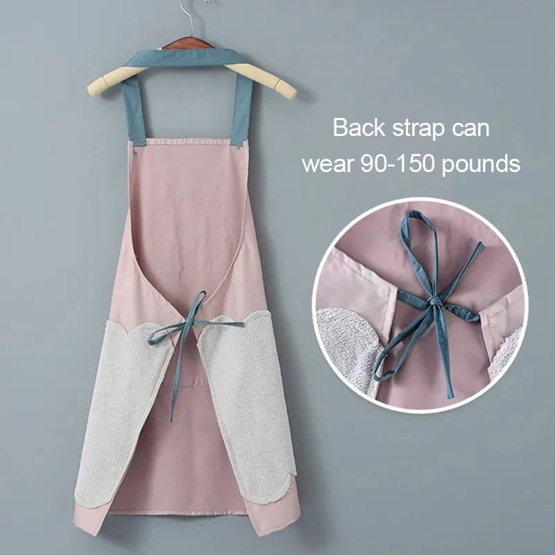 PVC Waterproof Kitchen Apron Oil Resistant Material Korean Style Kitchen Helper Couple's Popular, Internet Celebrity, Apro, 1Pc