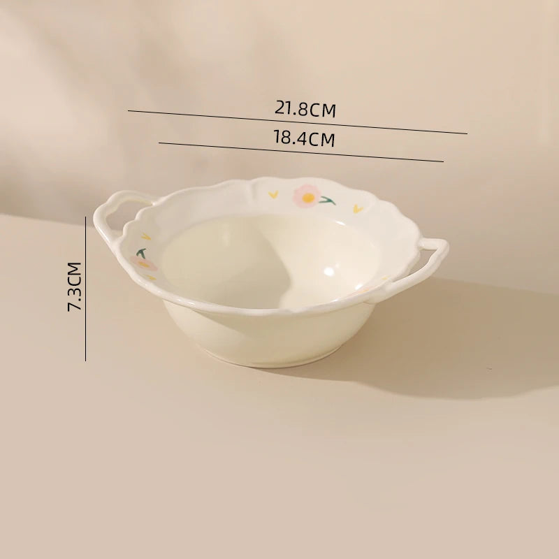 Underglaze Ceramic Printing Tableware Household Rice Bowl Binaural Soup Bowl Breakfast Fish Plate Kitchen Tableware