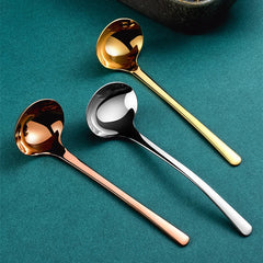 Korean 304 Stainless Steel Tablespoons Round Deepen Ramen Spoon Soup Ladle Restaurant Tableware New Kitchen Utensils