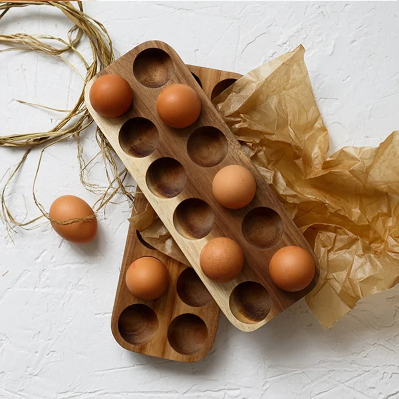 Japanese Style Wooden Double Row Egg Storage Box