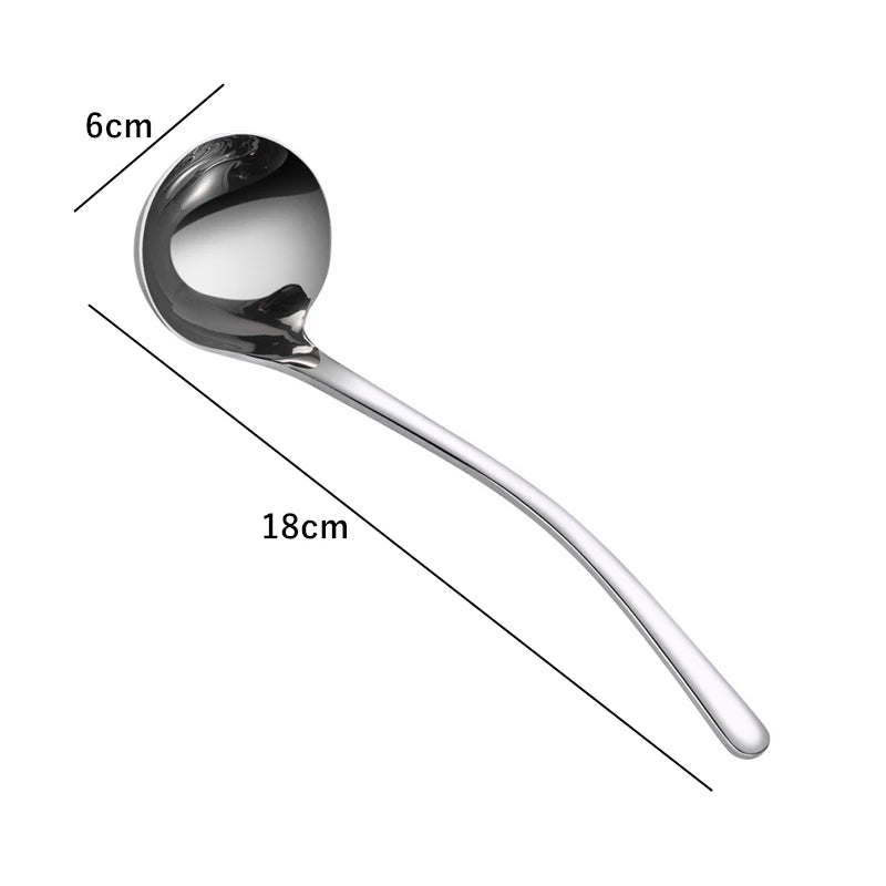 Korean 304 Stainless Steel Tablespoons Round Deepen Ramen Spoon Soup Ladle Restaurant Tableware New Kitchen Utensils