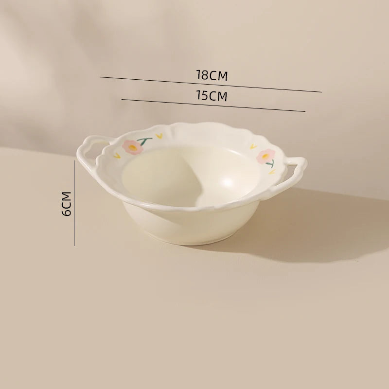 Underglaze Ceramic Printing Tableware Household Rice Bowl Binaural Soup Bowl Breakfast Fish Plate Kitchen Tableware