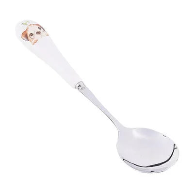 Korean Creative Cartoon Animal Ceramic Handle Stainless Steel Spoon Coffee Tea Spoon Child Meal Spoon Household Kitchen Supplies