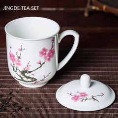 Jingdezhen Ceramics High Capacity Tea Cup Office with Cover Teacup Home Porcelain Water Cup Teaware Supplies Tea Infuser