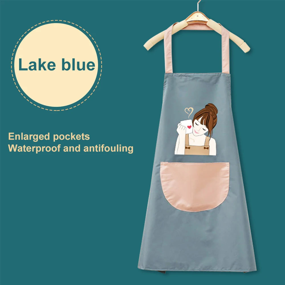 Hand Towel Apron Waterproof Stain Home Kitchen Cooking Waist Korean Creative Cute Bear Hanging Neck Towel Apron Oversleeve