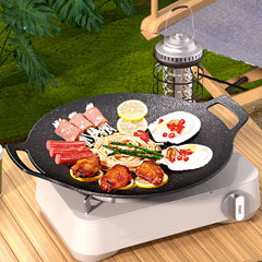 30/33/36/39cm Grill Pan Korean Round Non-Stick Barbecue Plate Outdoor Travel Camping BBQ Frying Pan Barbecue Accessories