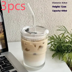 Portable Coffee Cup with Lid and Straw