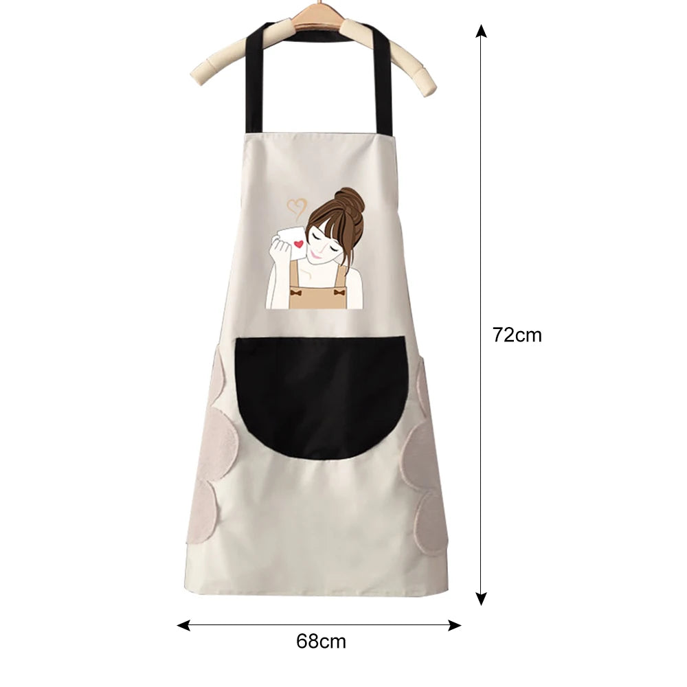 Hand Towel Apron Waterproof Stain Home Kitchen Cooking Waist Korean Creative Cute Bear Hanging Neck Towel Apron Oversleeve