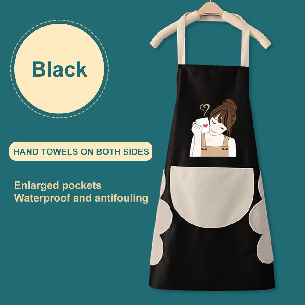 Hand Towel Apron Waterproof Stain Home Kitchen Cooking Waist Korean Creative Cute Bear Hanging Neck Towel Apron Oversleeve