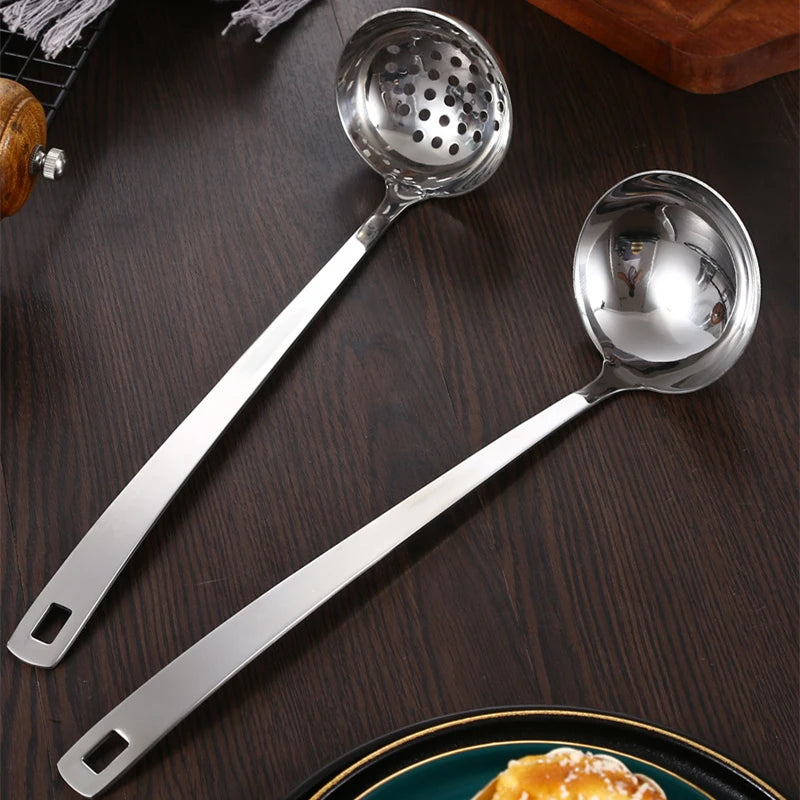 New Kitchen Long Handle Ramen Spoon Soup Ladle Korean Stainless Steel Tableware Bouillon Tablespoons Home Cooking Utensils