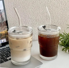 Portable Coffee Cup with Lid and Straw