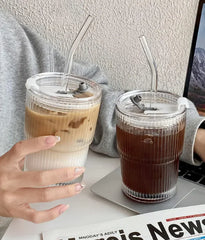 Portable Coffee Cup with Lid and Straw