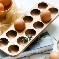 Japanese Style Wooden Double Row Egg Storage Box